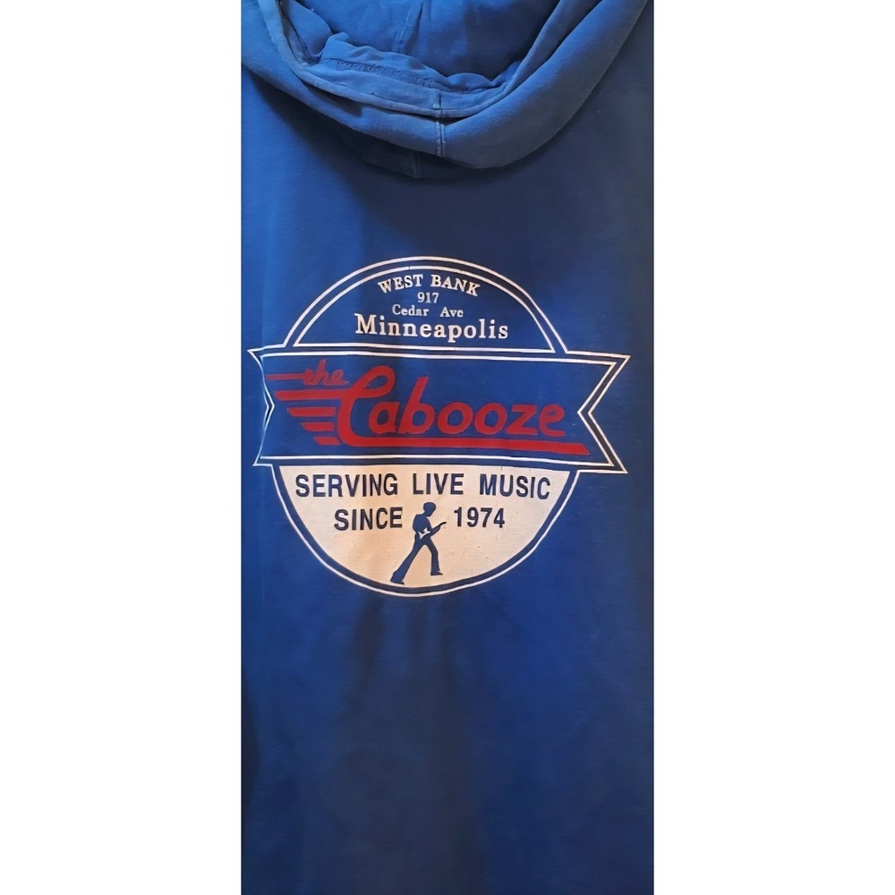 The Cabooze Hoodie Minneapolis Music Venue Full Zip Blue Mens XL Rock & Roll